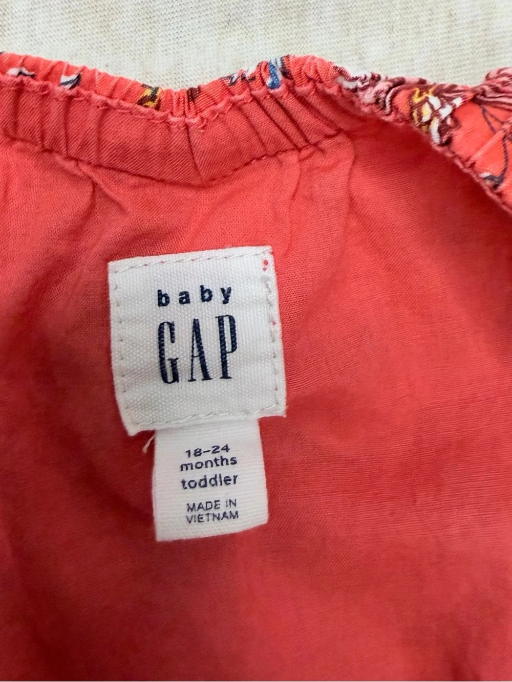 Baby Gap Toddler Girls Floral Sleeveless Dress 18–24 Months Coral
